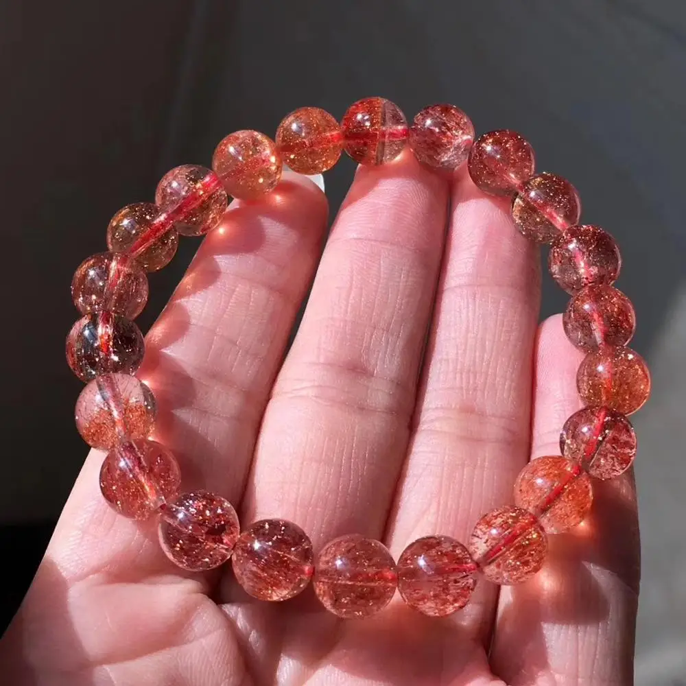 Топ натуральный красный Lepidocrocite КВАРЦ СУПЕР семь 7 мелодий камень браслет 8,5 мм Кристалл Круглые бусины для женщин сертификат AAAAA