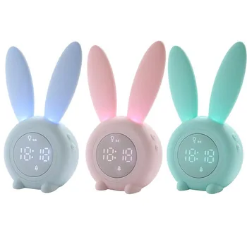 

Portable Cute Rabbit Shape Digital Alarm Clock With Led Sound Night Light Function Table Wall Clocks For Home Decoration будильн