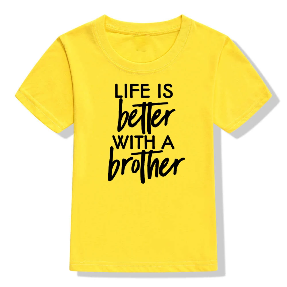 51P8-KSTYE- Забавная детская футболка с надписью «Life Is Better with A Brother» летние футболки с надписью «Friends Brothers Cousins» модные детские футболки с короткими рукавами - Цвет: 51P8-KSTYE-