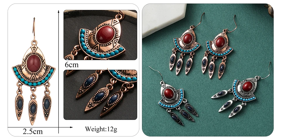 Ethnic Bohemia Vintage Earrings for Women Indian Jewelry Metal Tassel Fringe Drop Earrings Silver Rose Gold Bronze Geometric Leaf Round Circle Earring Wholesale Dropshipping (54)