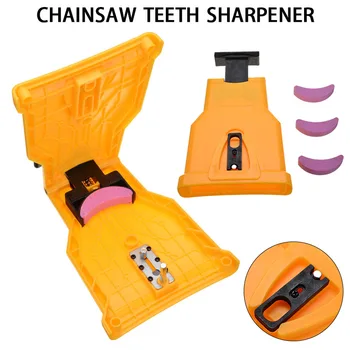 

Yellow Chainsaw Teeth Abrasive Tool Portable Woodworking Chainsaw Saw Chain Sharpener With 3Pcs Sharpening Stone Grinder Tool