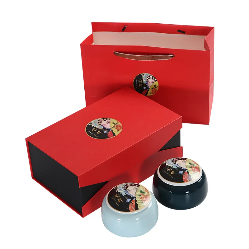 Chinese Style Beijing Opera Facial Masks Ceramic Dampproof Dried Fruit Storage Tea Canister Home Ornaments Porcelain Tool |