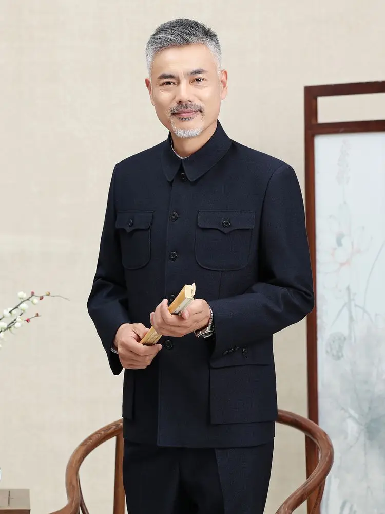Mao Suit Tops Zhongshan Suit Men's Spring Autumn Clothes Chinese Traditional Clothing Coats Jacket Chinese Tunic for Men