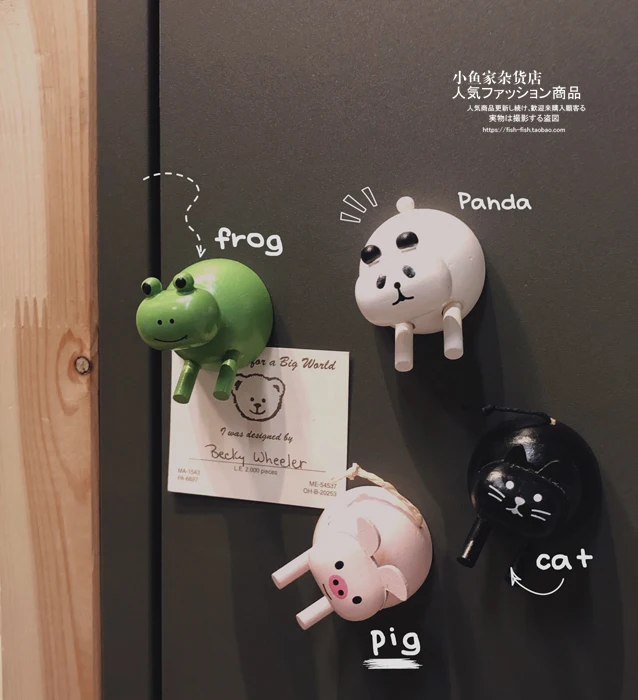 3D стерео милые маленькие животные моделирование деревянные магниты на холодильник наклейки для записей панда лягушка кошка свинья фото паста