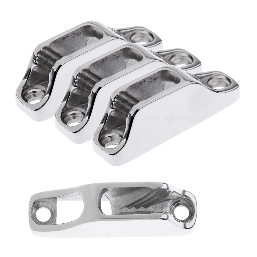 

4 Pieces 316 Stainless Steel 1/8inch to 1/4inch Marine Rope Cleat for 3-6mm Boat Deck Lines, Silver