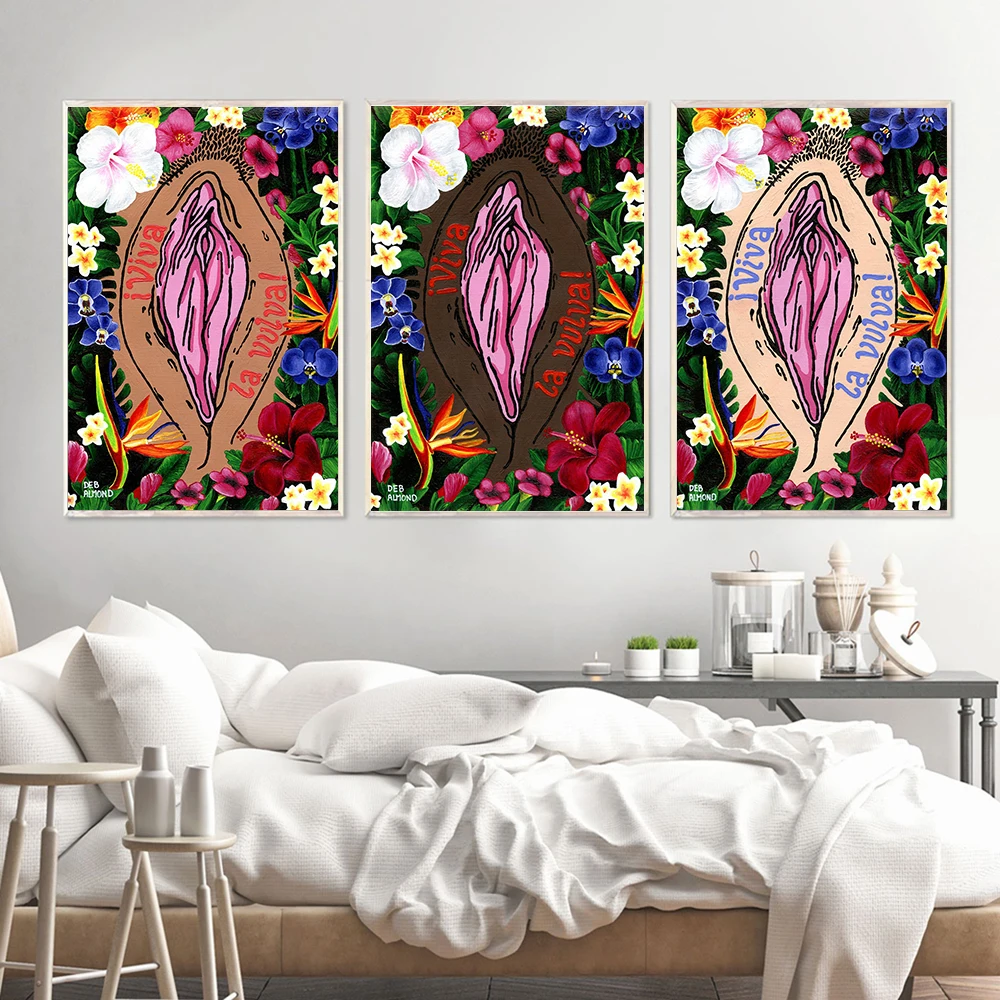 Boho Feminist Body Positive Art Print Poster Flowers Vulva Vagina Sign Canvas Pictures Doctor Office Room Wall Decor Painting | Дом и сад