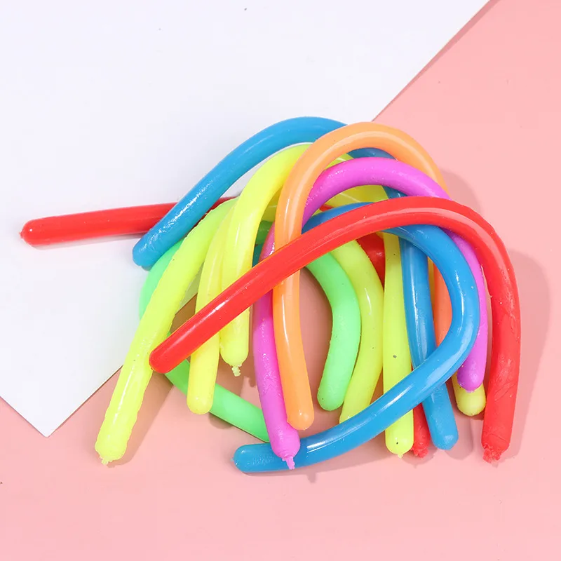 Cuerda elástica de goma blanda para Fideos, juguete de cuerda elástica de descompresión para aliviar el estrés, 4 unids/lote