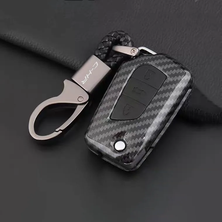 

With Logo Key Ring Car Styling Leather and Metal Car Emblem Key Ring Keychain for chr toyota car accessories