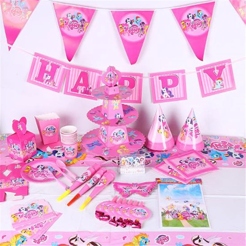 Decorations De Fete D Anniversaire My Little Pony 158 Pieces 218 Pieces Fournitures De Fete Pour Enfants Ensembles De Vaisselle Jetables Cadeaux De Fete Pour Enfants Aliexpress