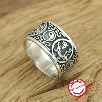 

S925 Sterling Silver Men's Ring Ornaments Handmade Vintage Classic Style Four Animals Model 2018 New Gifts for Lovers