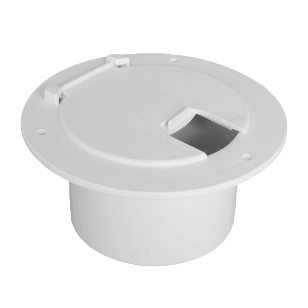 RV WHITE ELECTRIC CABLE HATCH RV MOTORHOME MARINE CORD ROUND W/CABLE HOLD