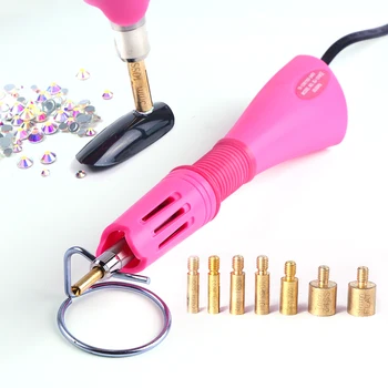 

Hot Drill Machine Pen Hotfix Rhinestone Applicator Clothes Iron-on Stick Diamond Drill Pink Purple Hand Sew Heat-Fix Tool SA1614