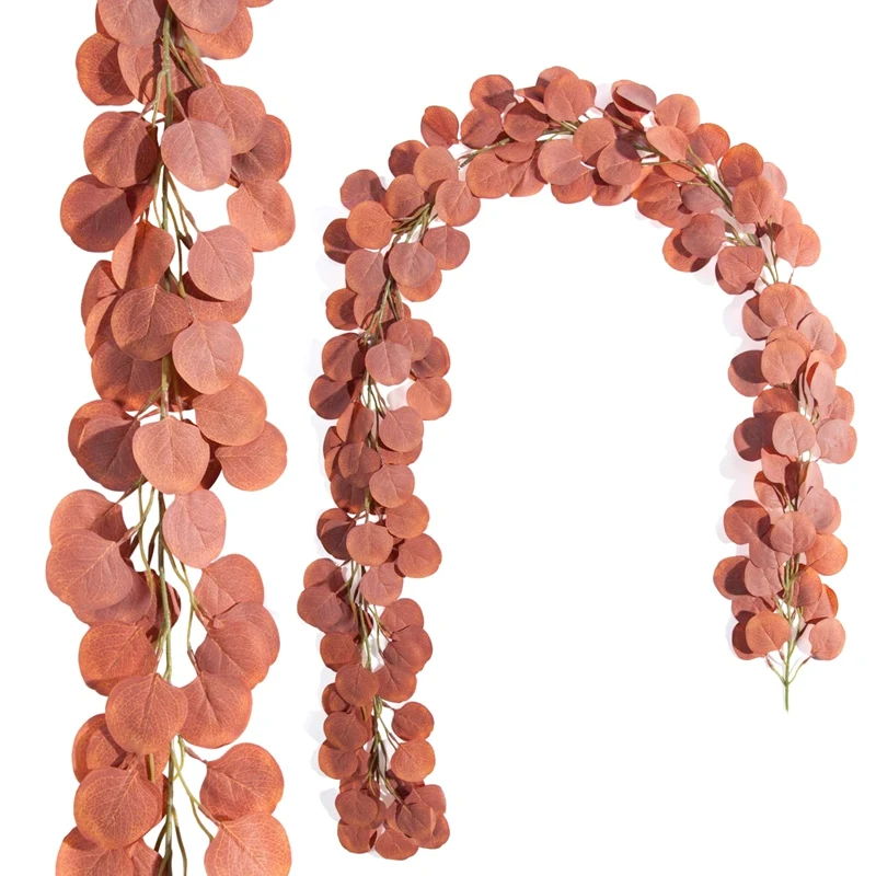 

2Pack 6.5 Feet Artificial Silver Dollar Eucalyptus Leaves Garland 164 Pcs Autumn Leaves Garland for Home Wedding Party Christmas