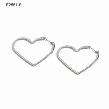 Простой дизайн, высокое качество, нержавеющая сталь, полые, в форме большого сердца, серебряные серьги-гвоздики для женщин, ювелирные изделия для ушей
