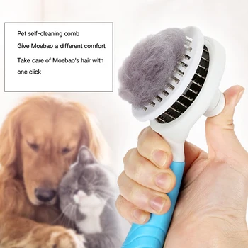 

New Pet Cats Dogs Hair Removal Combs Easy Cleaning Flea Comb For Dogs Grooming Toll Automatic Hair Brush Trimmer Fur Remover