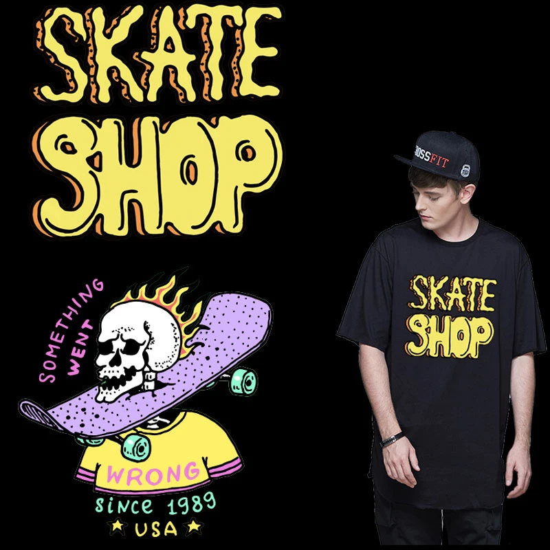 Parche tienda de Skate de 24CM para ropa Punk, parches planchado para ropa hechos a mano, transferencia de calor, de camiseta, apliques|Parches| - AliExpress