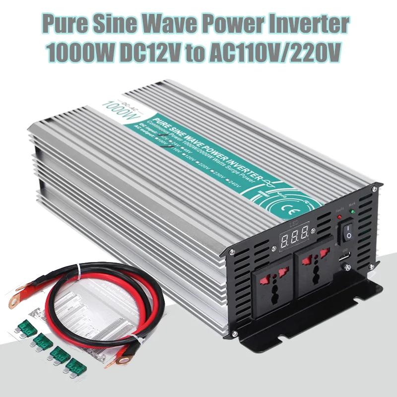 Макс 2000 Вт Чистая Синусоидальная волна инвертор DC12V/24 В к AC110V/220 В Преобразователь мощности адаптер Усилитель для автомобиля Инвертор бытовой DIY