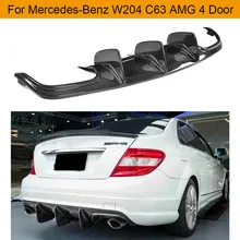Автомобильный задний бампер диффузор для Mercedes-Benz W204 C63 AMG 4 двери только 2009-2011 диффузор бампера из углеродного волокна спойлер