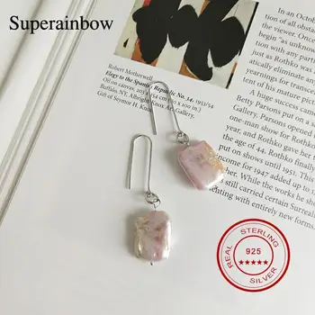 

SUPERAINBOW 925 Sterling Silver Purple Baroque Pearl Earrings for Women Irregular Freshwater Pearl Drop Earrings Gifts SR-E102