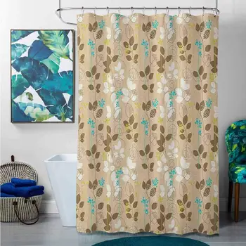 

Shower Curtains Under 10.00 Autumn,Retro Fall Leaves Earth Tones Foliage Field Gardening Yard Cottage Pattern, Army Green Tan