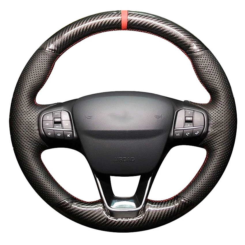 Coprivolante Per Auto In Vera Pelle Nera In Fibra Di Carbonio Per Ford Focus 4 Escape 2019 2020 Fiesta Tourneo 2018-2020 Puma 2020