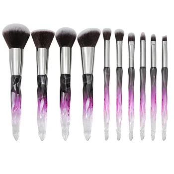 

10pcs Home Use Multifunctional Crystal Handle Synthetic Fiber Eye Shadow Girl Cleaning Cosmetic Makeup Brush Set Easy Clean