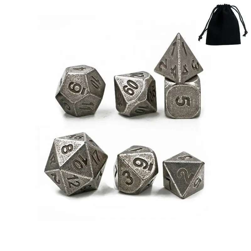 7 шт./компл. металлические кости Ретро Версия многогранные кубики DND RPG ролевые игры с мешком для дома и улицы Семья развлекательная игра