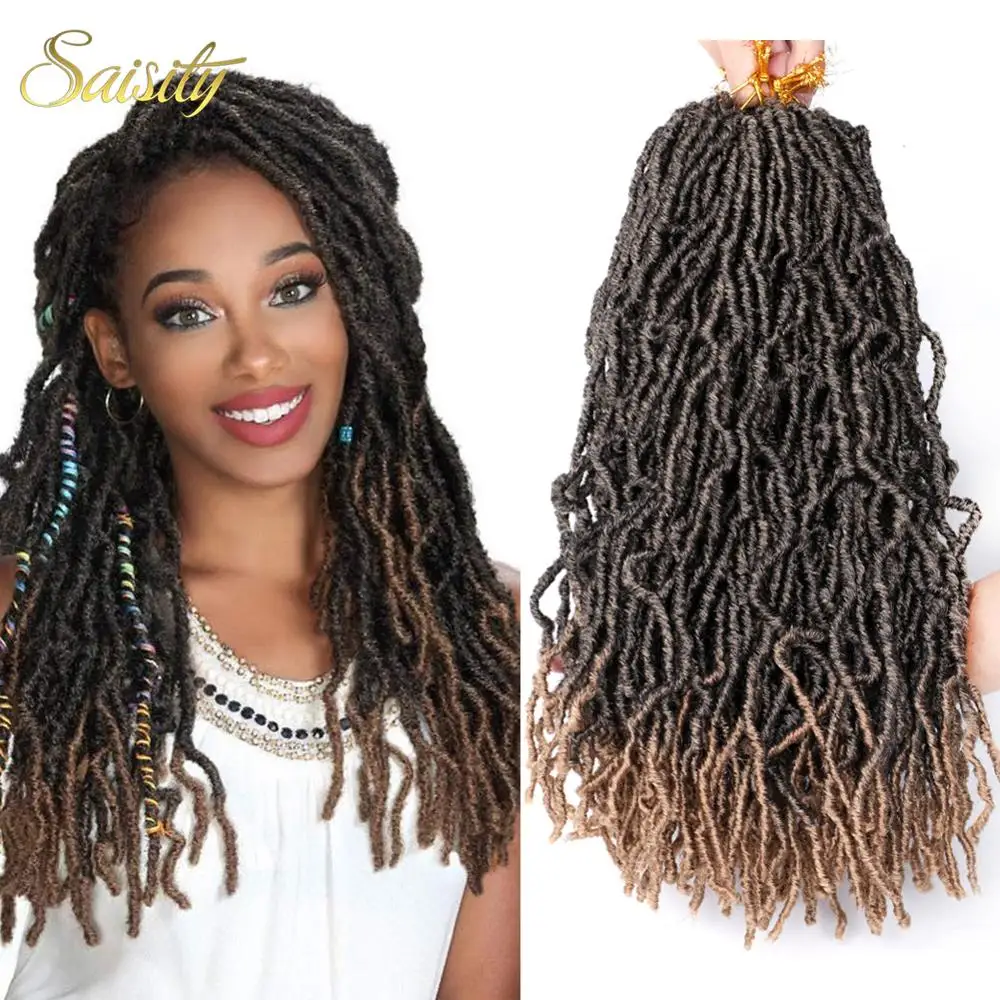 

Saiaity Synthetic Extensions Ombre Braiding Hair Nu Loks Crochet Hair Goddess Faux Loks Curly Crochet Braids Hair