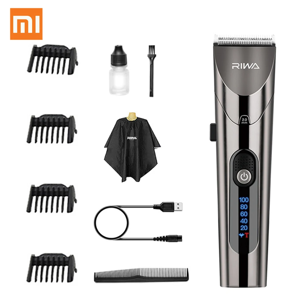 

Xiaomi RIWA Electric Hair Clipper Rechargeable Strong Power Personal Hair Trimmer Hair Cutter Steel Cutter Head With LED Screen