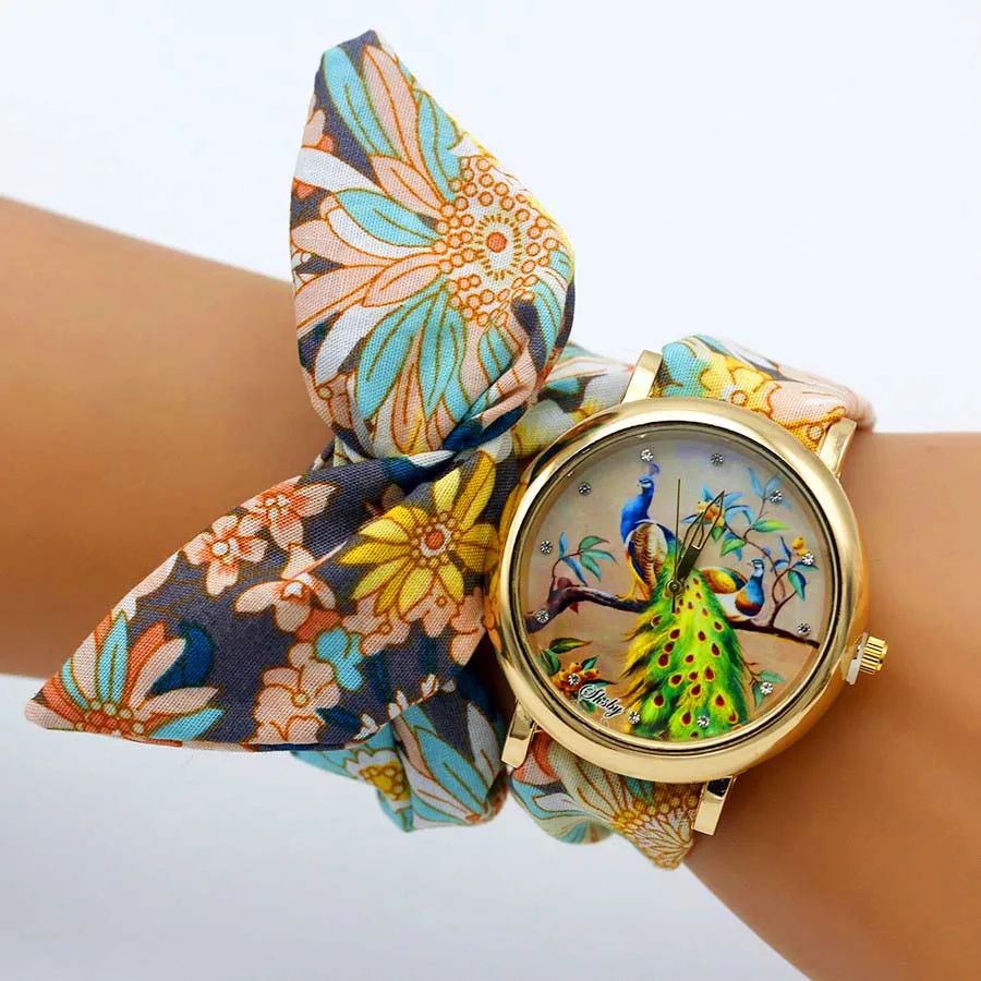 Ladies Butterfly Cloth Wristwatch women watches Women Dress Watch Fabric Watch Sweet Girls Bracelet