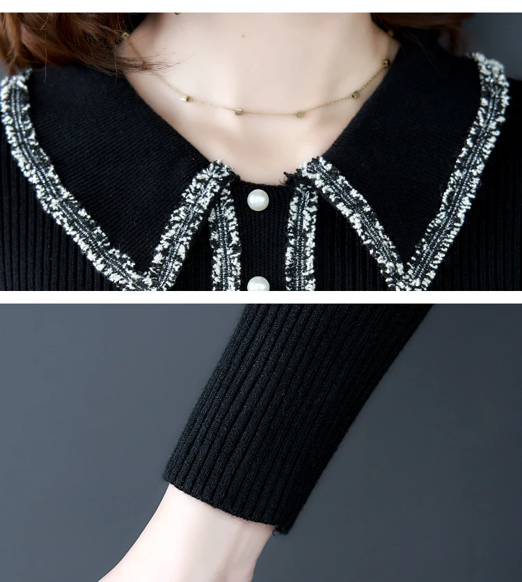Размера плюс для женщин Сетчатое платье средней длины супер фея платье из джинсовой ткани женские на осень жира мм была тонкая французская футболка с длинными рукавами джемпер-17