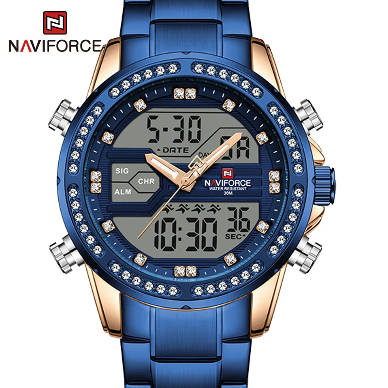 Часы наручные NAVIFORCE Мужские кварцевые спортивные водонепроницаемые цифровые с