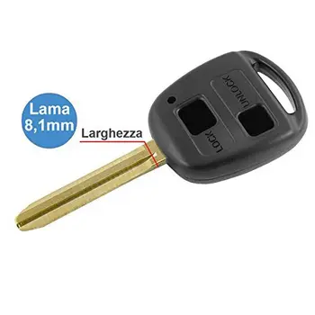 

Carcasa para llave con mando a distancia - 2 botones y hoja de 8,1 mm + arandela - Para Toyota Yaris, Aygo, Auris, Carina,