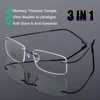 Men Women Rimless Reading Glasses Memory Titanium Clear Eyeglasses Magnetic Presbyopic Eyeglass +1.0 +1.5 +2.0 +2.5 +3.0 +3.5 ► Photo 2/6