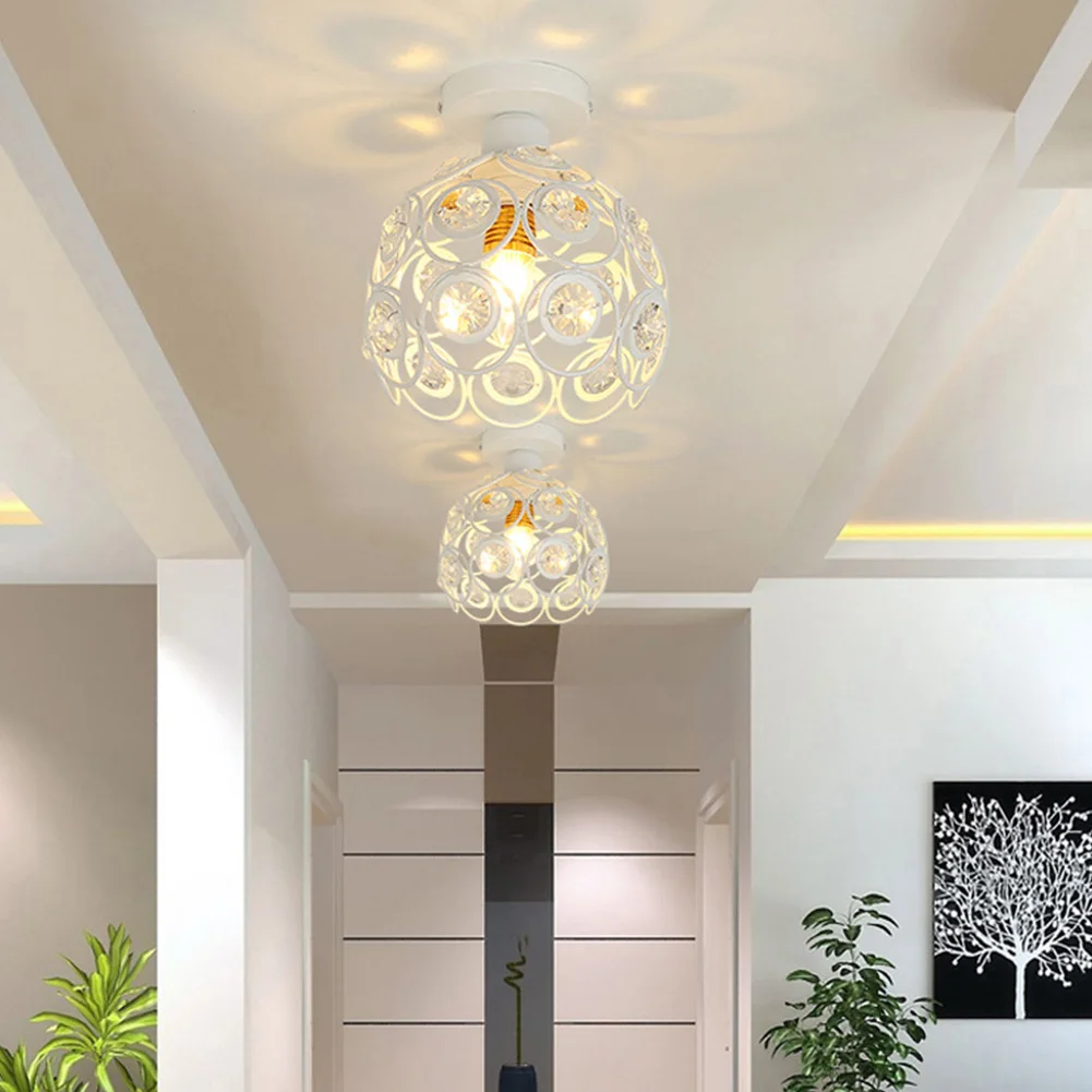 

E27 Dining Room Decor Chandelier Hotel Home Flush Mount Crystal Ball Lamp Shade Nordic Style Modern Ceiling Light Pendant Iron