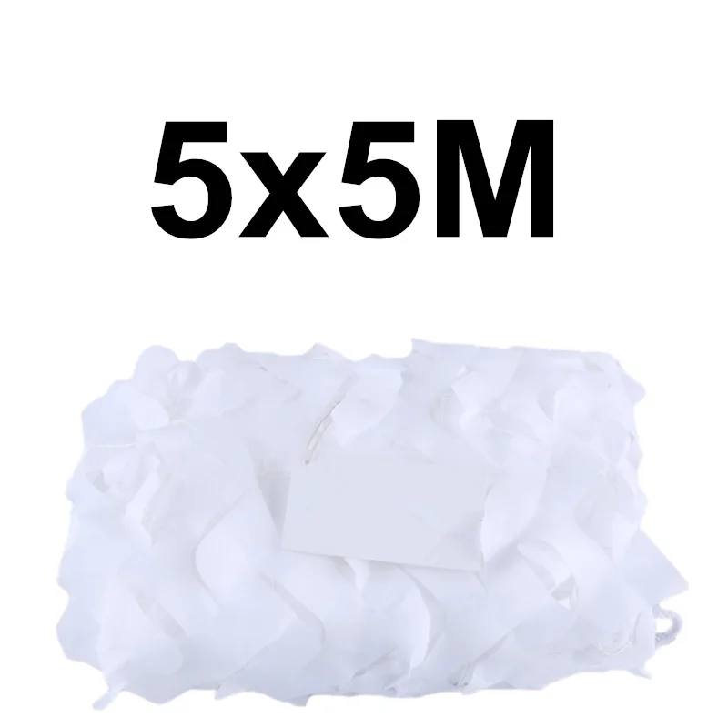 Белый WELEAD 5x5 м усиленная камуфляжная сеть военный песок пустыня белый черный для сада тент скрытый сетчатый солнцезащитный навес 5x5 5*5 м - Цвет: Белый