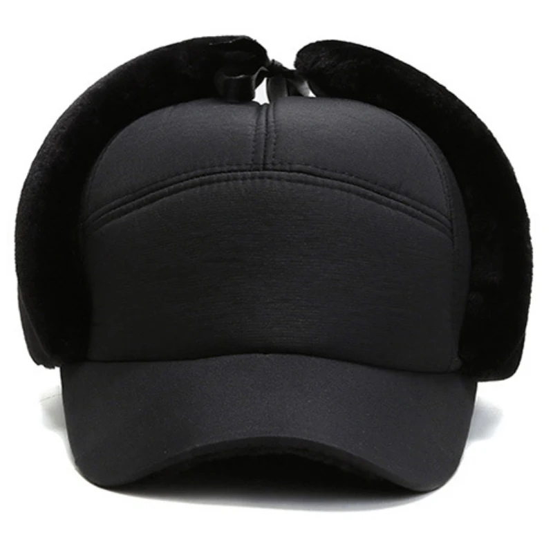 

Thick Warm Baseball Cap Men Winter Trapper Earflap Cap Male Windproof Winter Bomber Hat Father Grandfather Dad Russian Cap