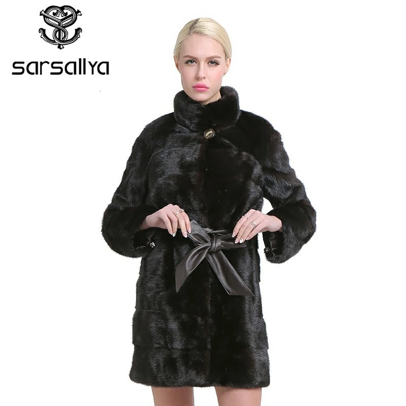 SARSALLYA Зимней моды новый стиль шуба тонкий стройный натуральный мех пальто