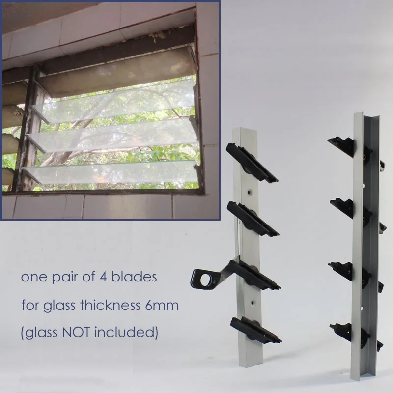 

aluminum jalousie window frame 4 blades 380mm height glass shutter flip open