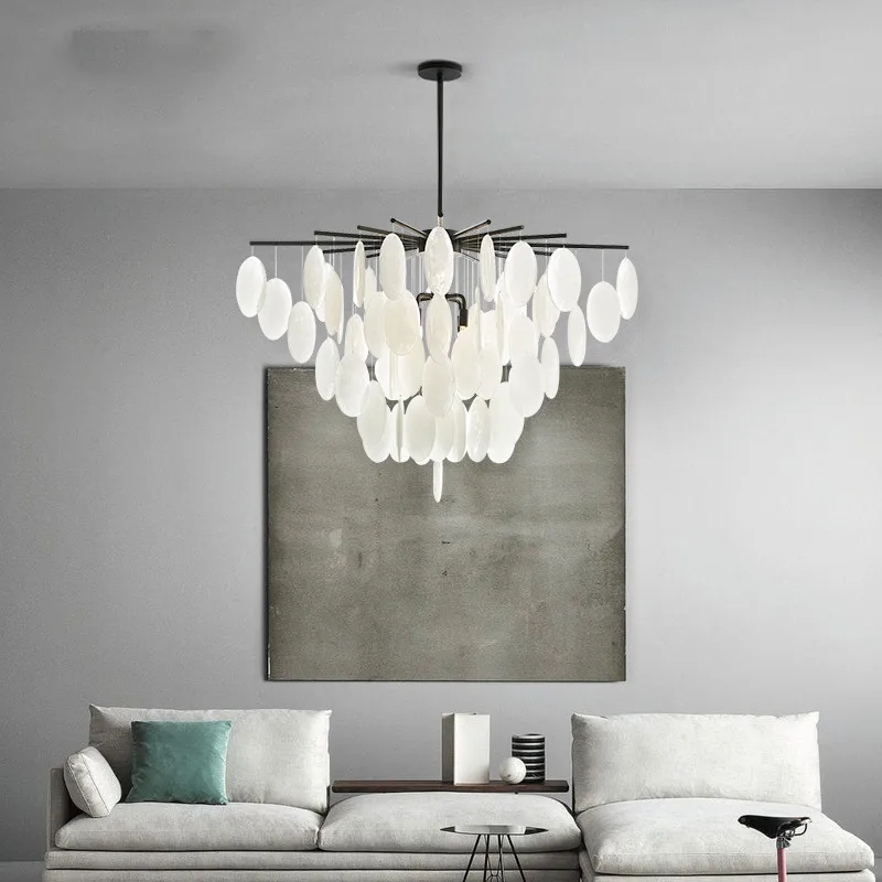 Nordic modern chandelier light luxury living room chandelier simple decoration dining room bedroom glass led chandelier lighting