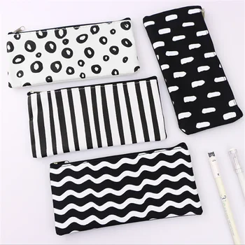 

Vogvigo Strip Wave Dot Transparent Makeup Bag PVC Zipper Cosmetic Organizer Bag Students School Cosmetic Pencil Bag Case Pouch