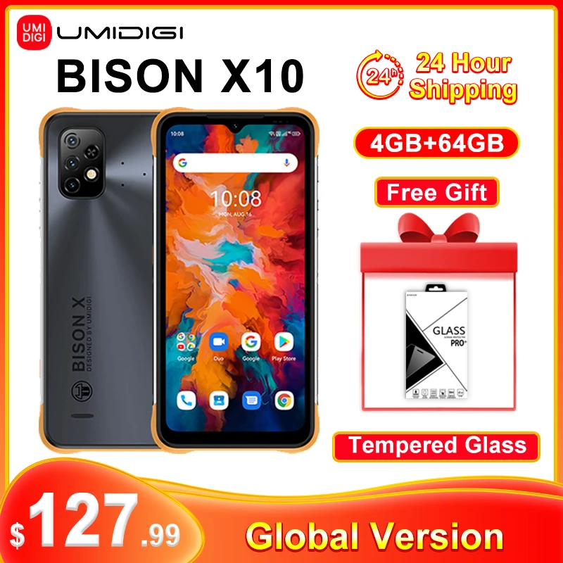 [World Premiere]UMIDIGI Bison X10 4GB+64GB NFC IP68 &amp IP69K P60 Octa Core 6.53&quotHD+ Helio 20MP Triple Camera 6150mAh Smartphone |