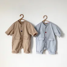 Комбинезон в Корейском стиле для девочек и мальчиков, осенние детские штаны для 0-5 лет