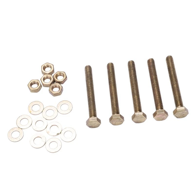 New Brass Male Thread Hex Screw Bolt Nut Washer Set, 6mmx50mm, 5-Piece