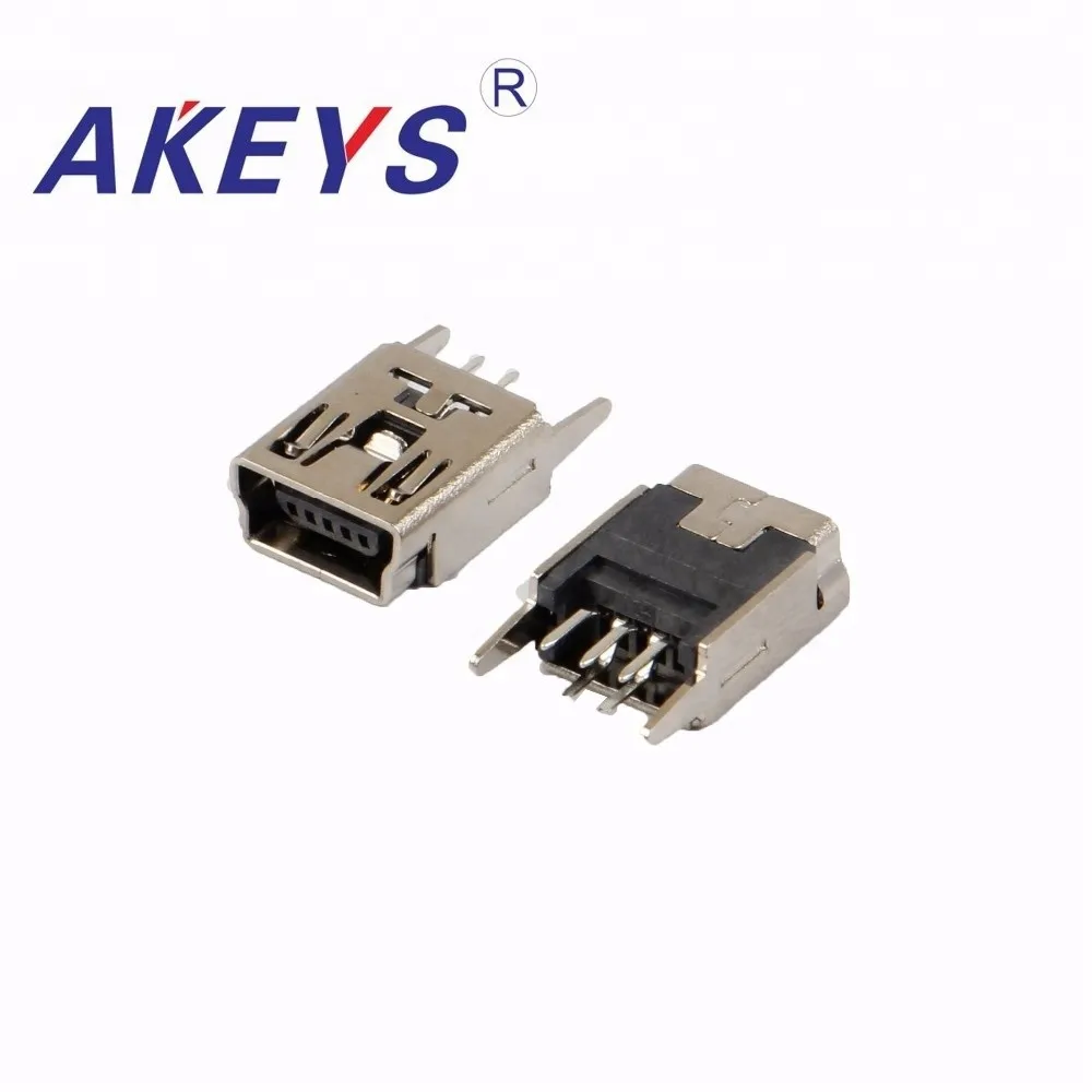 10PCS USB MU 005 16 DIP 5P female B TYPE 180 degree MINI USB connector