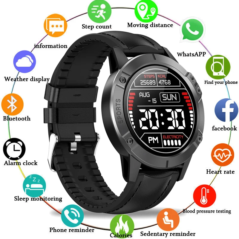 

LIGE New IP67 Waterproof Smart Watch Men Sports Fitness Tracker Heart Rate Monitor Android IOS Full Touch Screen Men Smartwatch