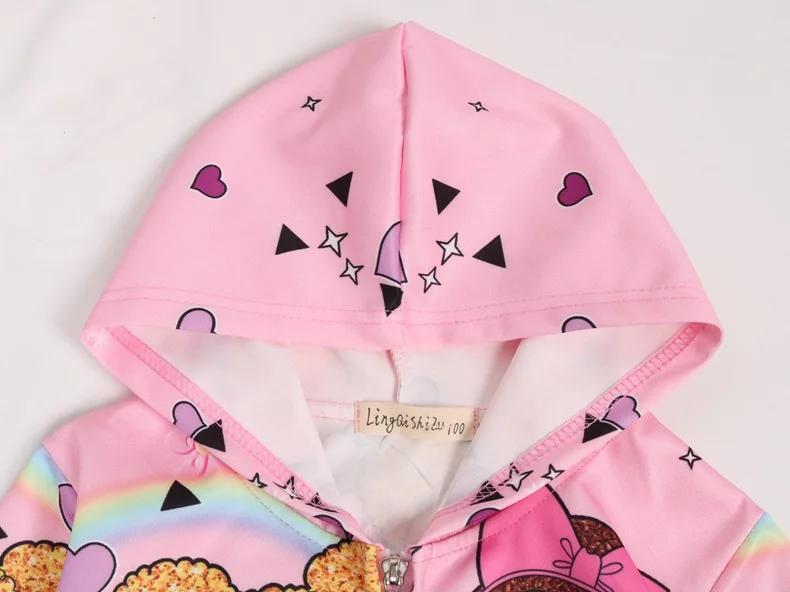 

Kids' Overcoat Cardigan 2019 New Style Doll Cartoon GIRL'S Zippered Sweater Girls Ribbed Pattern Coat Europe And America 39068