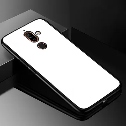 Стеклянный чехол для Nokia 7 Plus/X7, силиконовая рамка из ТПУ+ черная стеклянная крышка, аксессуар для Nokia 7,1 Plus, чехол для Nokia 8,1, Fundas - Цвет: white