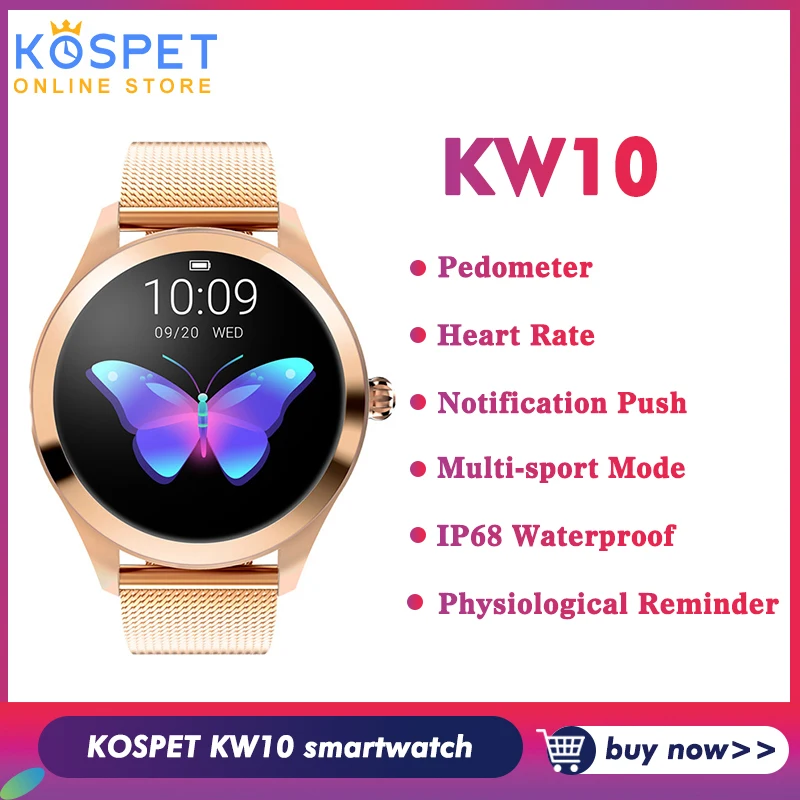 KOSPET KW10 Модные женские Смарт-часы Bluetooth монитор сердечного ритма IP68 Водонепроницаемые Смарт-часы для Android IOS женский браслет