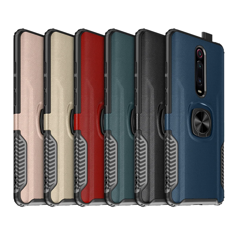 Кожаный защитный чехол с текстурой для Xiaomi Redmi 8A K20 Pro Mi 9T Note 8 7 магнитным кольцом и